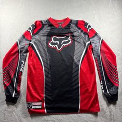 Vintage Fox Racing Motocross Jersey Men’s L Red Black Long Sleeve #7A
