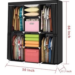 Portable Closet Wardrobe With Shelves