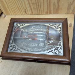 Wooden Jewelry Box with Glass Insert 