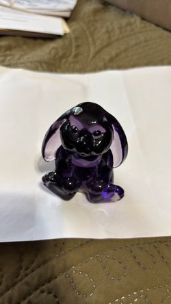 Fenton Art Glass 2005 Centennial Floppy Eared Bunny Figurine - Amethyst Purple
