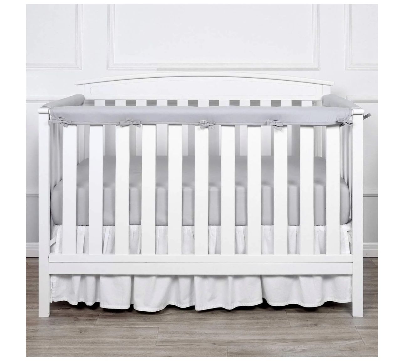 3 Pcs Padded Baby Crib Rail Cover Protector Set from Chewing, Safe Teething Gray