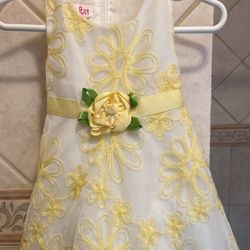 Beautiful Embroidered Yellow 12M Infant Dress