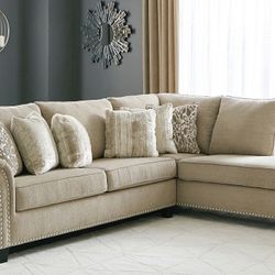 💥HUGE Ashley Furniture Sale!💥 Brand New Sectional W/ Nailhead Trim! $50 Down Takes It Home Today!