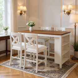 Erie 5 Pieces Counter Height Wooden Bar Table Set with 4 Bar Stools