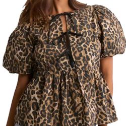 Women's Leopard Print Peplum Blouse, 