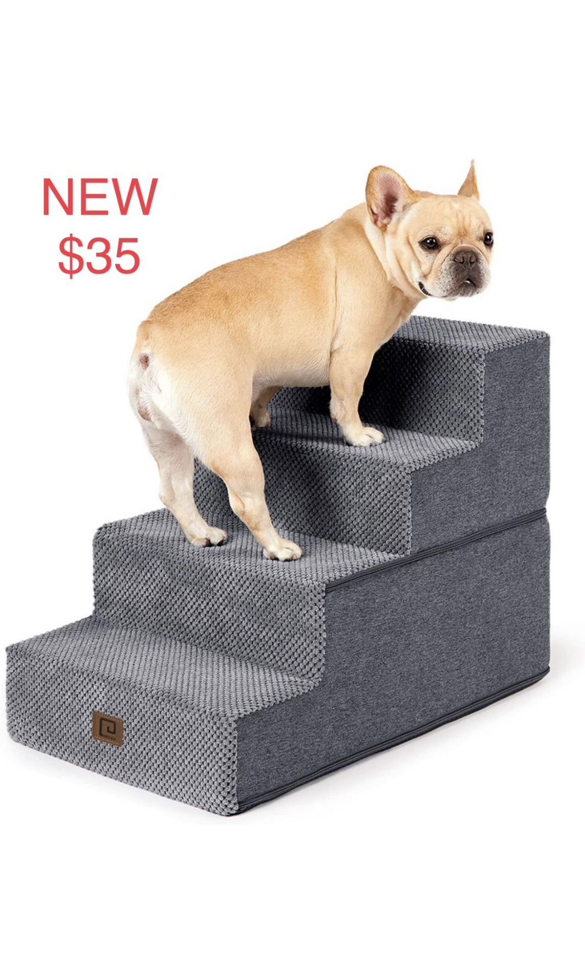 Dog Stairs for Small Dogs, 4-Step Dog Stairs for High Beds and Couch, Folding Pet Steps for Small Dogs and Cats, and High Bed Climbing, Non-Slip Balan