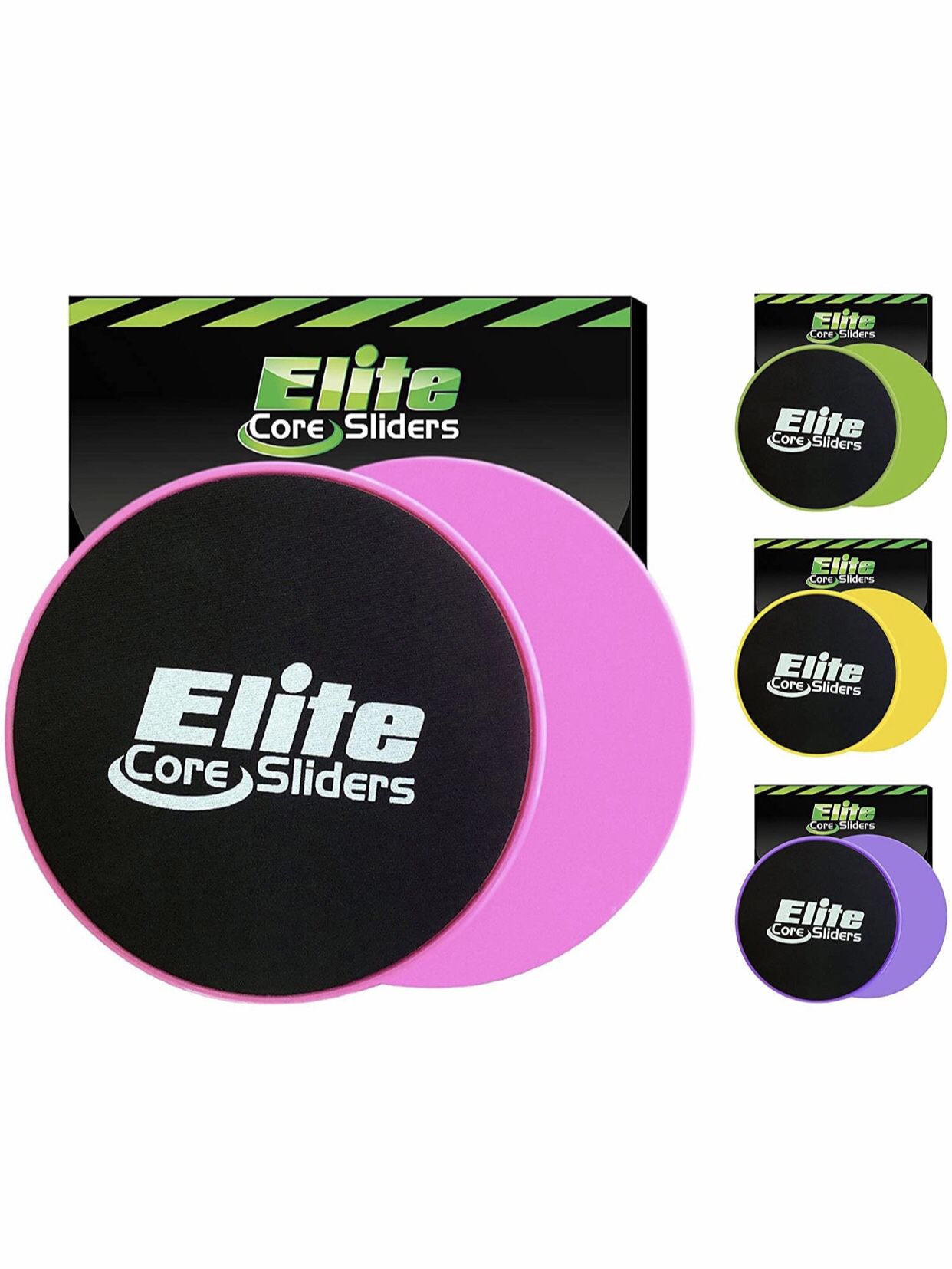 Elite Sportz Sliders for Working Out, 2 Dual Sided Gliding Discs for Exercise on Carpet & Hardwood Floors, Compact Core Gliders for Home Gym - Fitness