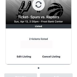 San Antonio Spurs Vs Toronto Raptors 4/13 @230PM Row 2 Aisle Seats Final Home Game