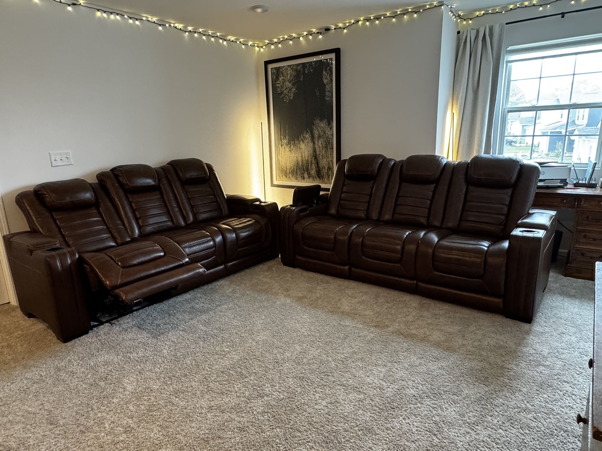 LUXURY Ashley Boyington Power Reclining Theater Sofas - HEATED & MASSAGE - Set of 2