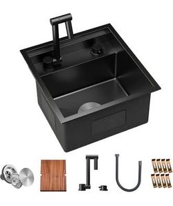 New TORVA RV Kitchen Sink, 16 x 17 x 9 Inch Undermount Bar Sink 16 Gauge Stainless Steel Single Bowl