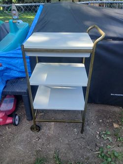 Metal Cart with wheels on 1 side and with 1 drawer
