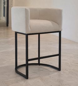 Modern Upholstered Bar Stool/ Ivory