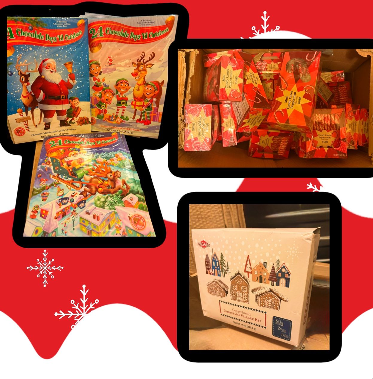 Christmas Holiday Candy Lot Gingerbread House Village kit Candy Canes Advent Calendars