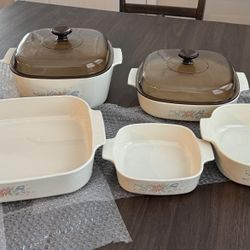 Vintage CorningWare Symphony 7 Piece Casserole Dish Set w/ Lids – Excellent Condition