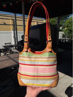 Rare Vintage 2003 Coach Multicolor Stripe Shoulder Bag
