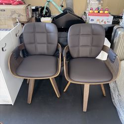 Brand New And Assembled Set of 2 Swivel Walnut Dining Chairs