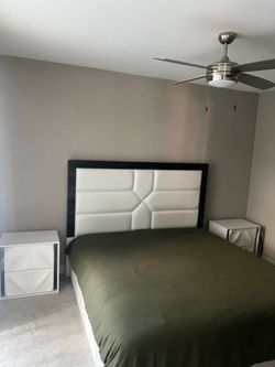 King Bed Frame with Upholstered Headboard