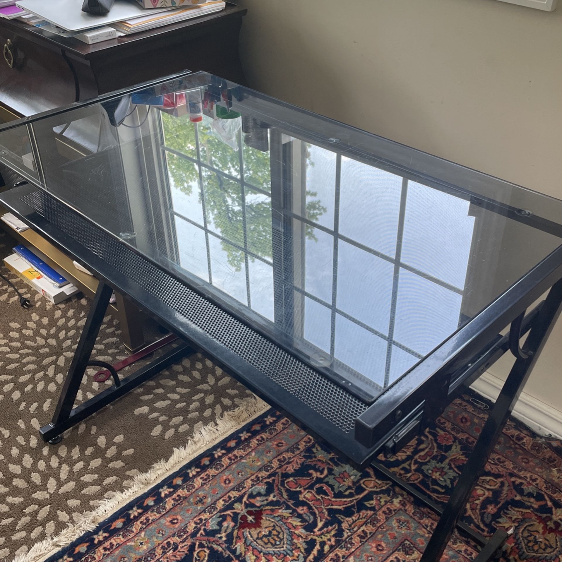 Glass Top Computer Desk/ Moving Sale