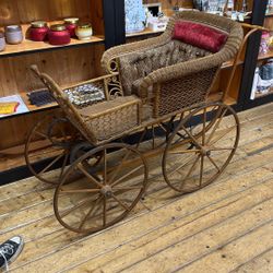 Antique Wicker Baby Carriage 