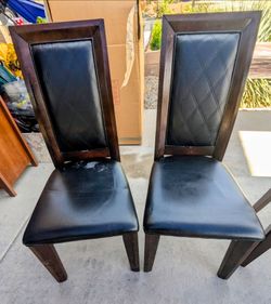 Set of Black Faux Leather Chairs