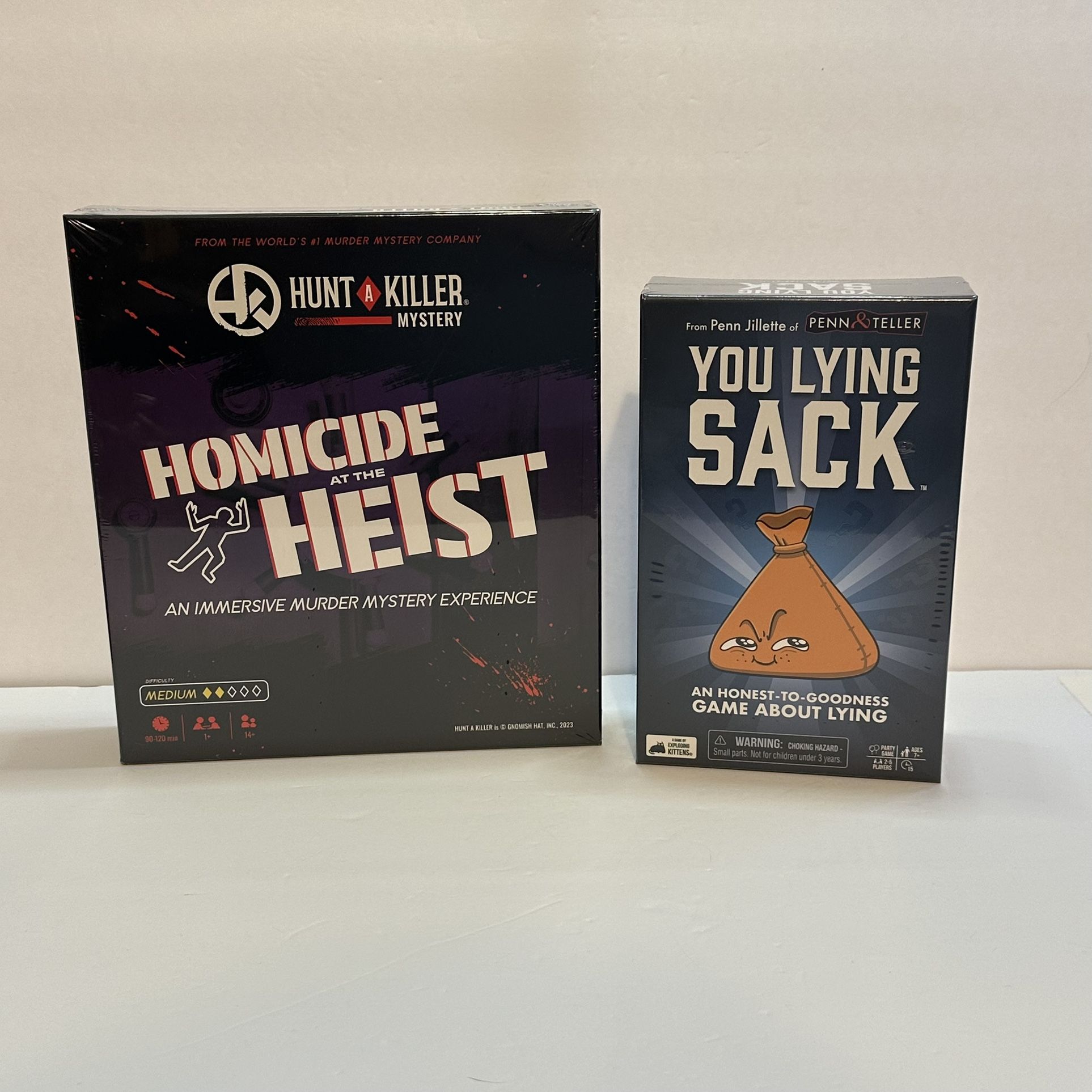 New Board Games Lying Sack & Homicide at the Heist $10 each