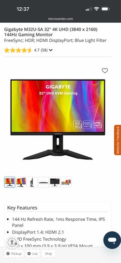 GIGABYTE M32U  31.5" 4K UHD IPS LED Gaming Monitor 144 Hz Used, NO Flaws perfect
