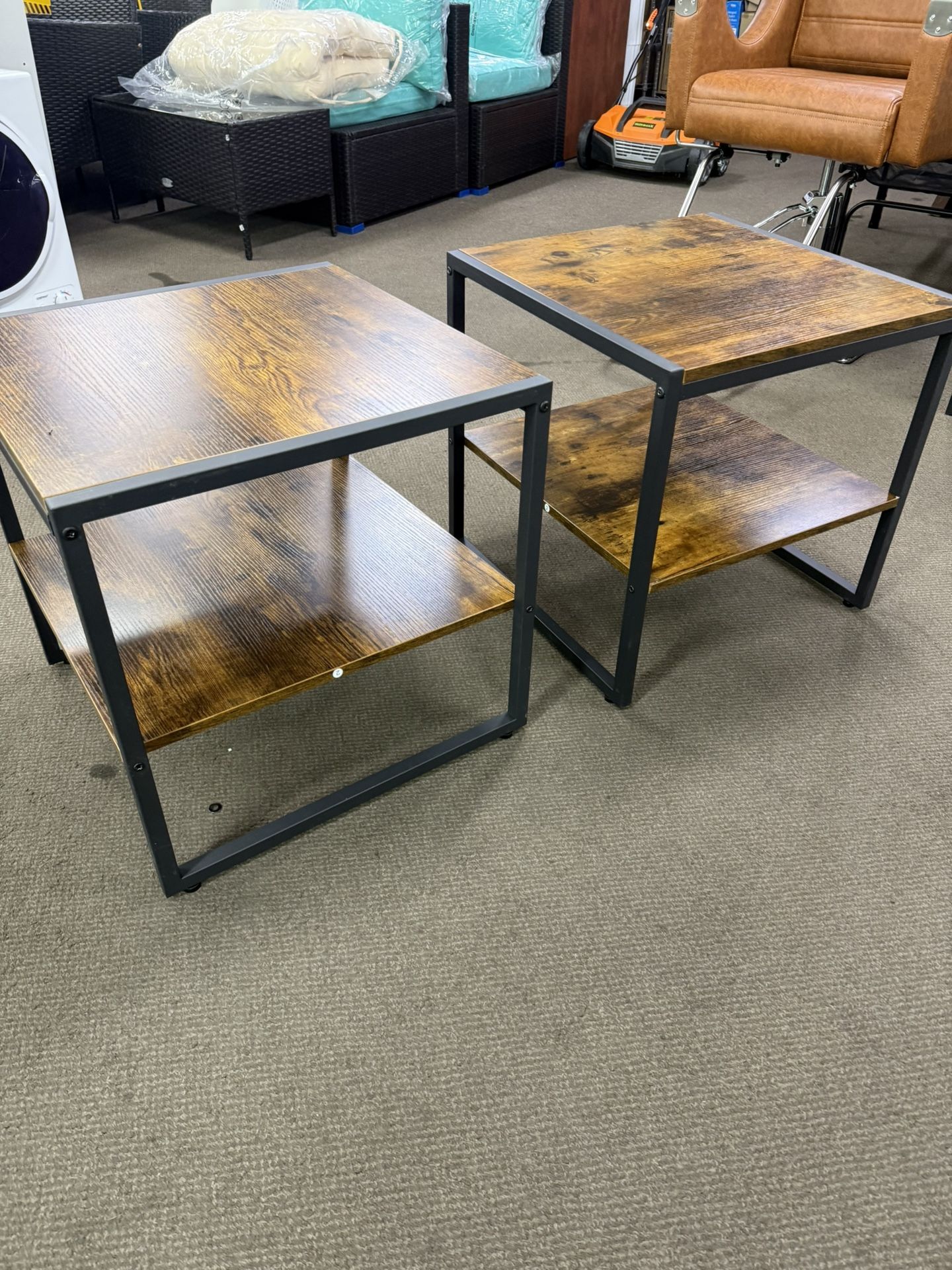 Vintage Side Table for Living Room, 2 Tier Coffee Table,