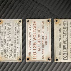 1973 Shasta Starflyte Trailer Camper Original Set Of 3 Voltage Signs