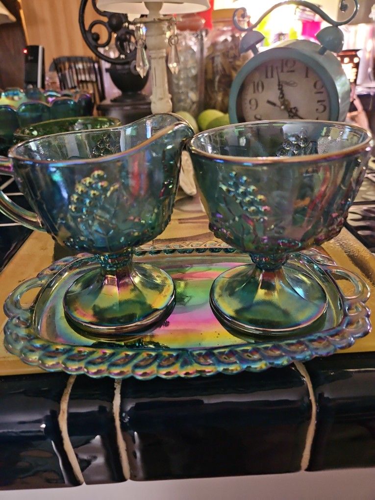 Vintage Blue Carnival Glass  Colony 