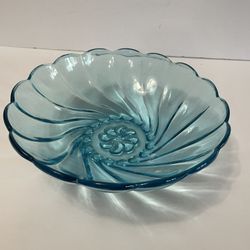 1950’s Hazel Atlas Azure Blue Capri Swirl Bowl