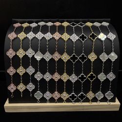 💎Real solid 925 silver 18k white gold vvs lab made moissanite diamond clover braclets💎