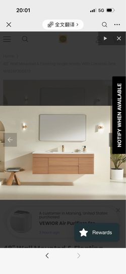 48" Wall Mounted & Floating Single Vanity with Ceramic Sink W1826P308973