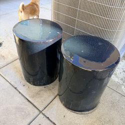 20 in. Metallic Round Ceramic Garden Stools