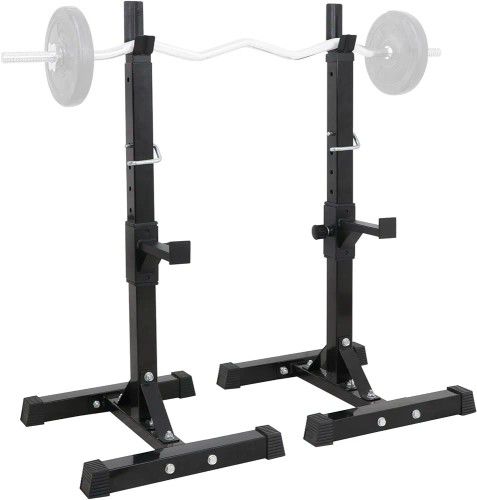 Max.550lbs Steel Squat Rack Adjustable 40"- 66" Barbell Free-press Bench Workout Home Gym