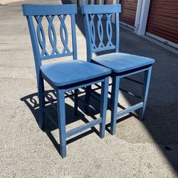 2 Blue Bar Stools 