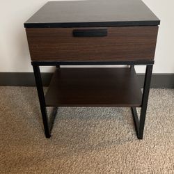 TWO Brown And Black Bedside Tables