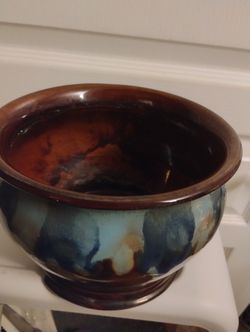 Glazed Pottery Planter Vase With Hole Insert 4"1/2 