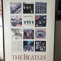 THE BEATLES ALBUM COVER COMPILATION APPLE CORP - 1987 GLASS FRAMED PRINT 24"x36"