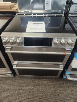 30 in. 5 Burner Element Smart Slide-In Double Oven Induction Range with Convection in Stainless Steel
