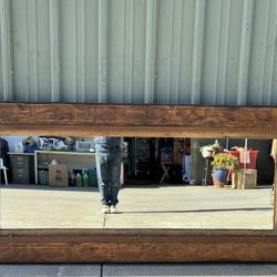 Impressive Large Mirror Made With Antique Wood. Very Unique And Original Looking 88 X 41