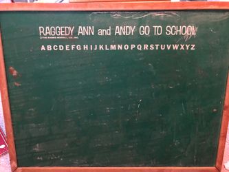 Raggedy Ann and Andy Go To School chalk board