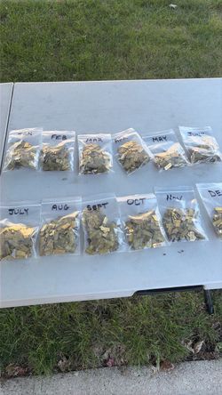 12 Bags of Sorted Small Gold-Tone Pieces