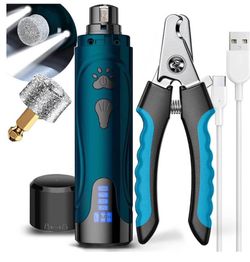 YABIFE Super Quiet Dog Nail Grinder & Clippers Kit with 2 LED Lights, 3 Speeds Up to 12,000 RPM, Low