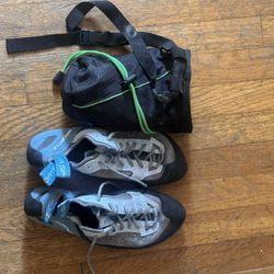 Climbing Gear (shoes ,chalk Bag  And Belt Extender