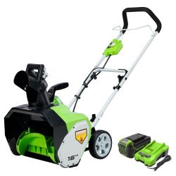 ALMOST NEW GREENWORKS SNOW BLOWER 40V WITH CHARGER AND BATTERY MODEL SNF 301