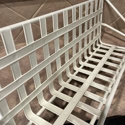 NEW White Metal & Iron Large Wall Hanger/Shelf Basket for Inside or On Porch