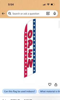 OPEN Feather Flag Banner Red White Blue