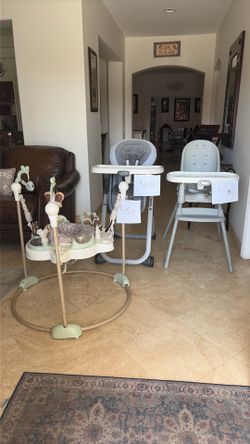 Used Graco high chairs and infant jumper