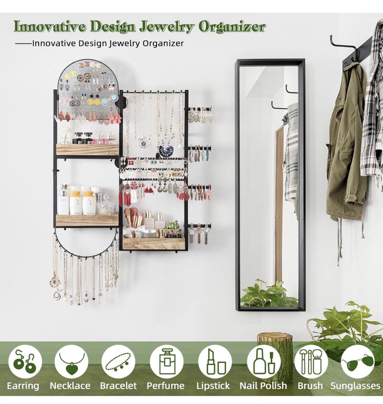 New In It’s Box Keebofly Jewelry Organizer Wall Mount Hanging Jewelry Organizer Large Jewelry