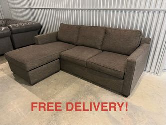 Crate&barrel modern gray sectional sofa